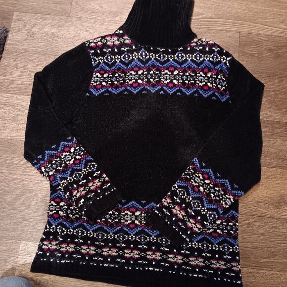 Vintage Designers Originals Studio Turtleneck Sweater Sz s Black Chenille 1990s - Picture 3 of 5